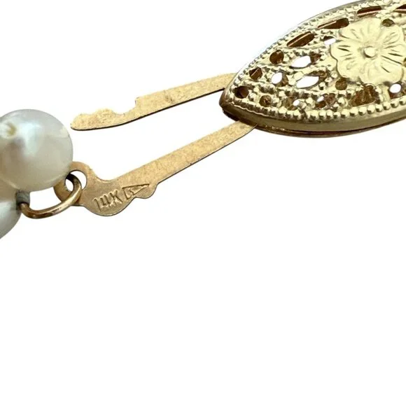 Rice Freshwater Pearls Multistrand necklace 14K gold clasp Vintage Necklaces